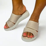 Gia Stone Perforated Flatform Sandal – detail shot