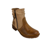 Savoy Combo Ankle Boots with Side Zip Detail - Brown/Taupe – side view