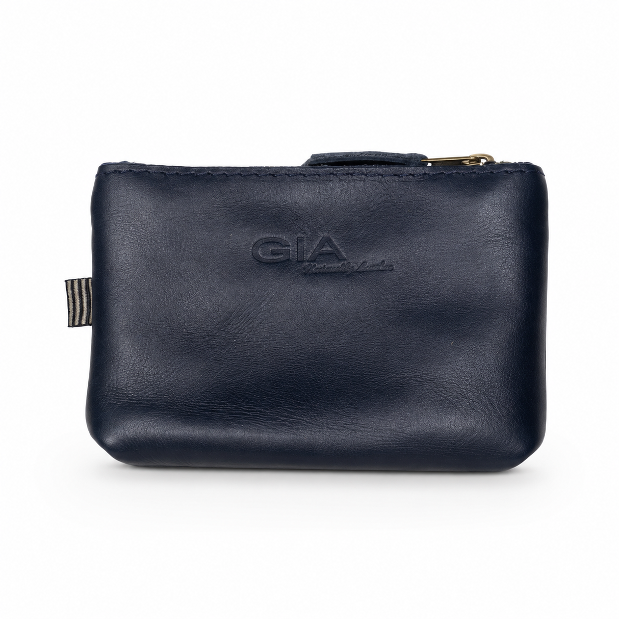 Gia Leather Double Zip Lipstick Purse - Navy
