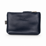 Gia Leather Double Zip Lipstick Purse - Navy