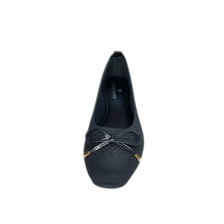 Wild Alice Black Fabric Bow Pump – front view