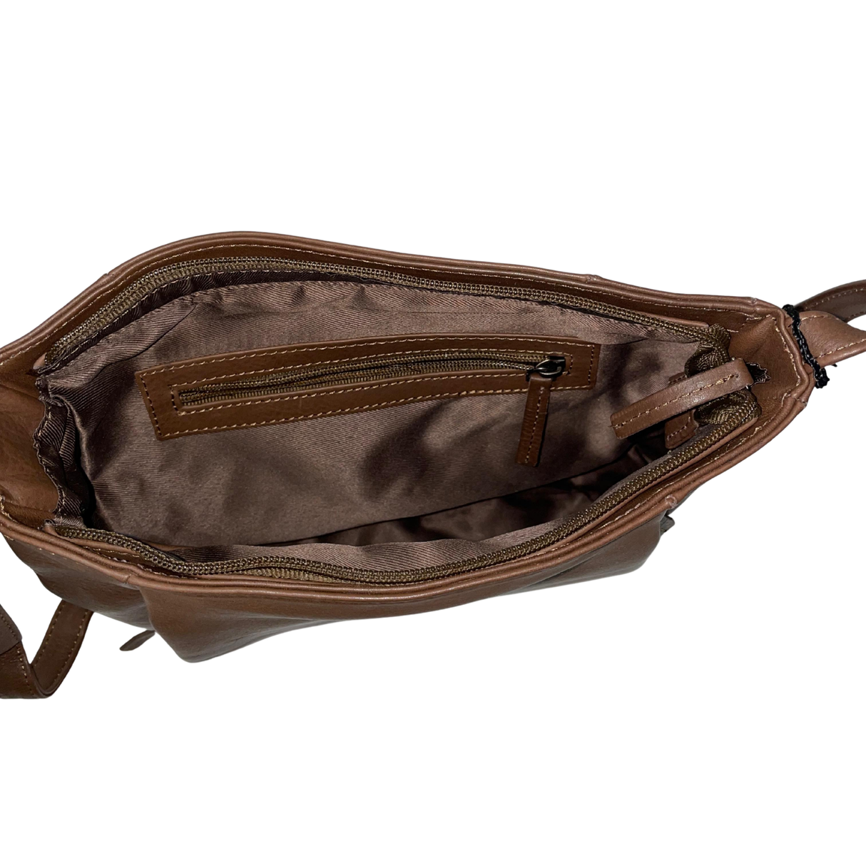 Gia Leather Sleek Crossbody Bag - Dark Brown