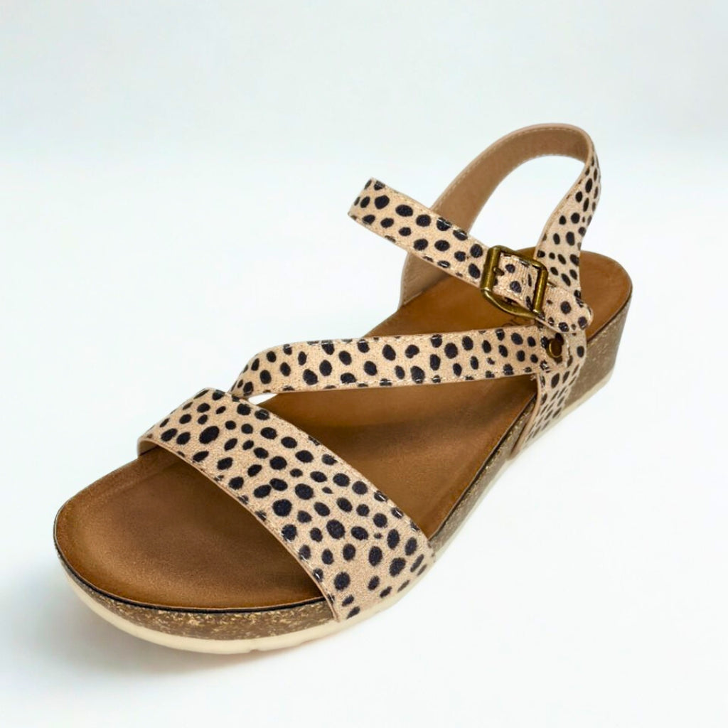 Wild Alice leopard STRAPPY wedge sandal