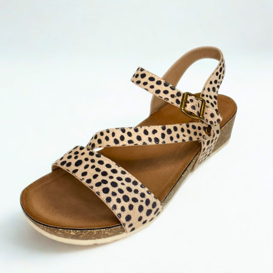 Wild Alice leopard STRAPPY wedge sandal