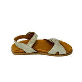 Gia Grey Leather Double Buckle Sandal – side view
