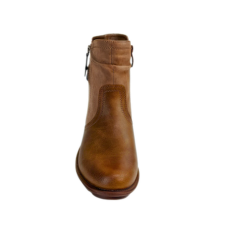 Savoy Combo Ankle Boots with Side Zip Detail - Brown/Taupe – front view