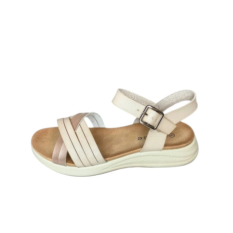 Queue Beige Criss Cross Strappy Sandal – side view