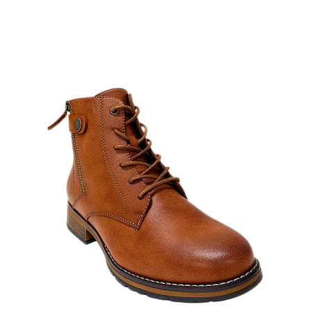 Savoy Metal Button Ankle Boot - Tan