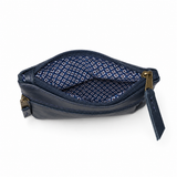 Gia Leather Double Zip Lipstick Purse - Navy