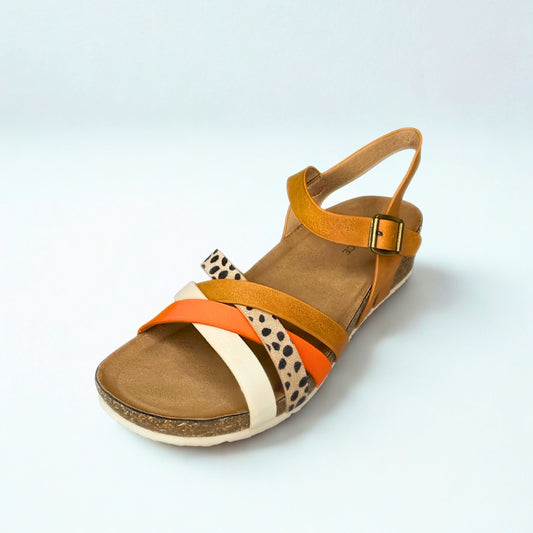 Wild Alice camel MULTI CRISS CROSS strap sandal
