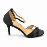 Wild Alice Shimmer Cross Strap Stiletto Heel - Black