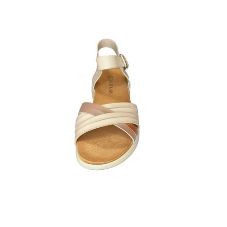 Queue Beige Criss Cross Strappy Sandal – front view