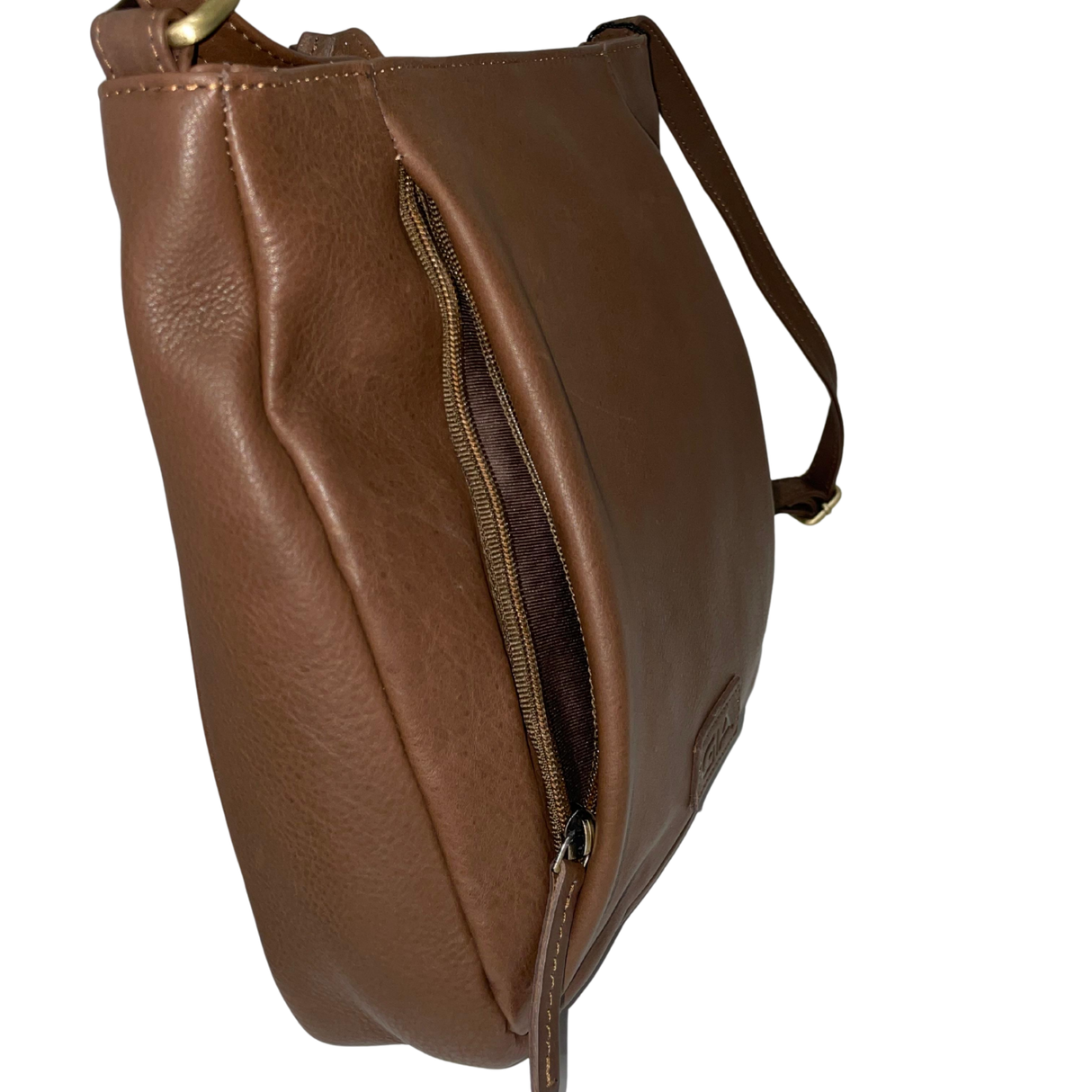 Gia Leather Sleek Crossbody Bag - Dark Brown