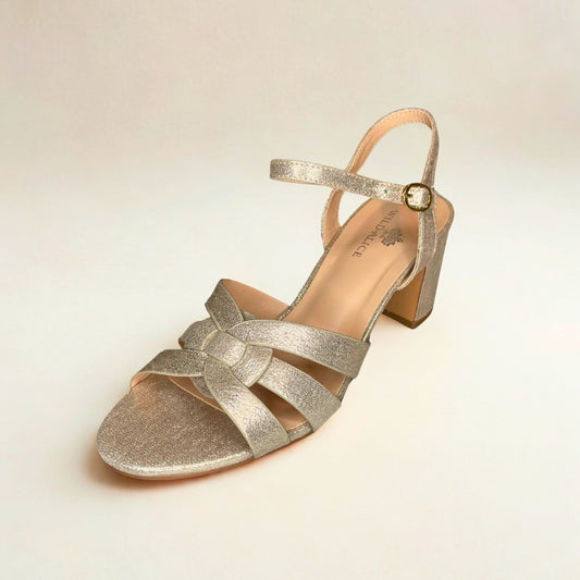Wild Alice gold INTERTWINED block heel sandal