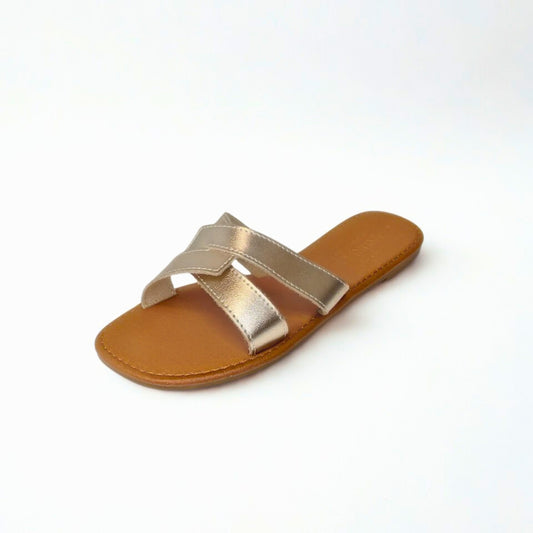 Andreoli rosegold leather INTERTWINED slide