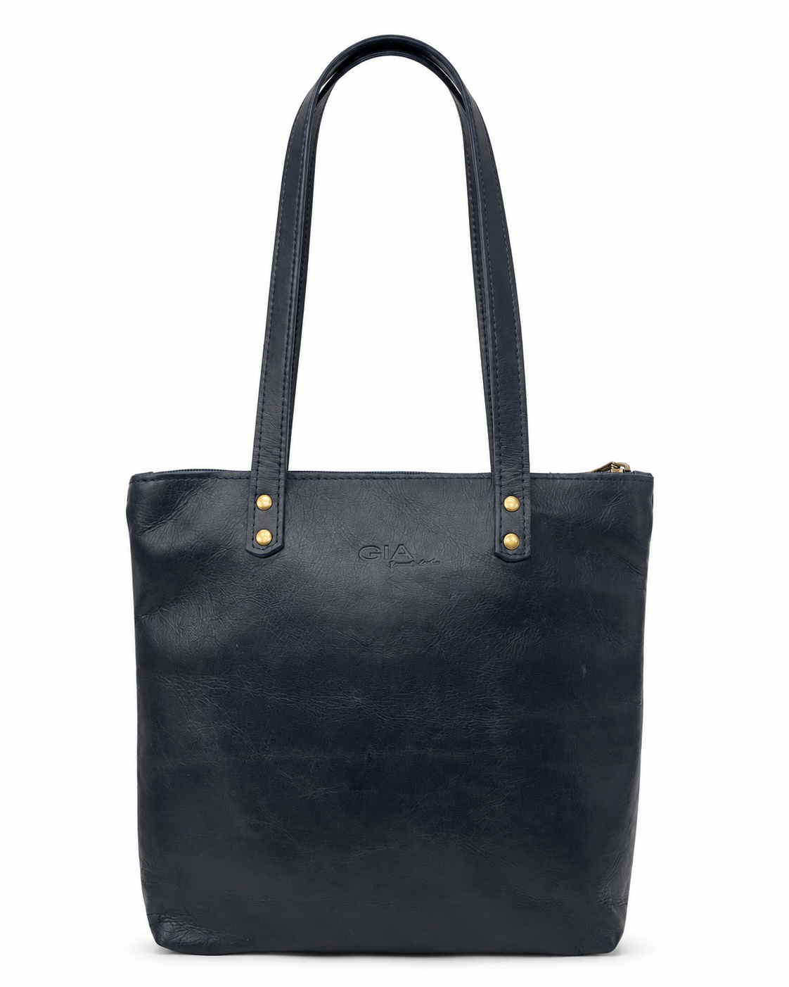 Gia Leather Hannah Tote Bag - Navy