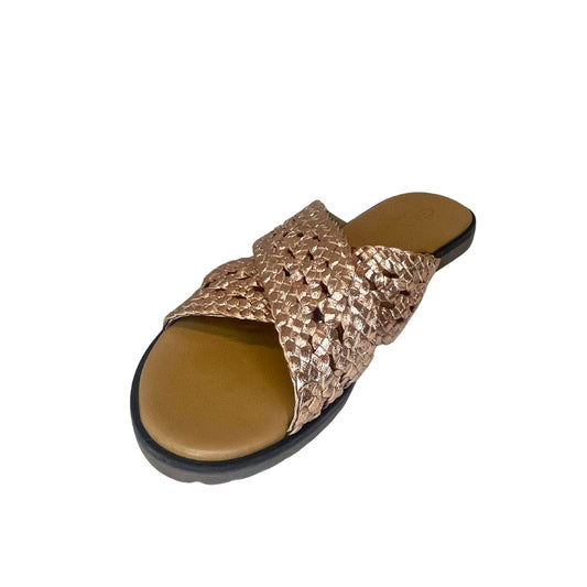 Gia rosegold LEATHER WEAVE cross over sandal