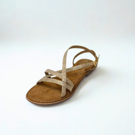 Gia beige/gold LEATHER CRISS CROSS sandal