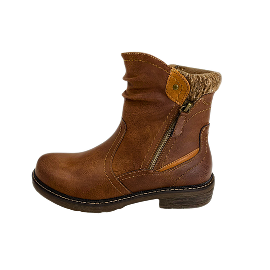 Savoy Mid-Ankle Boots with Stitched Panels - Brown – product image 1