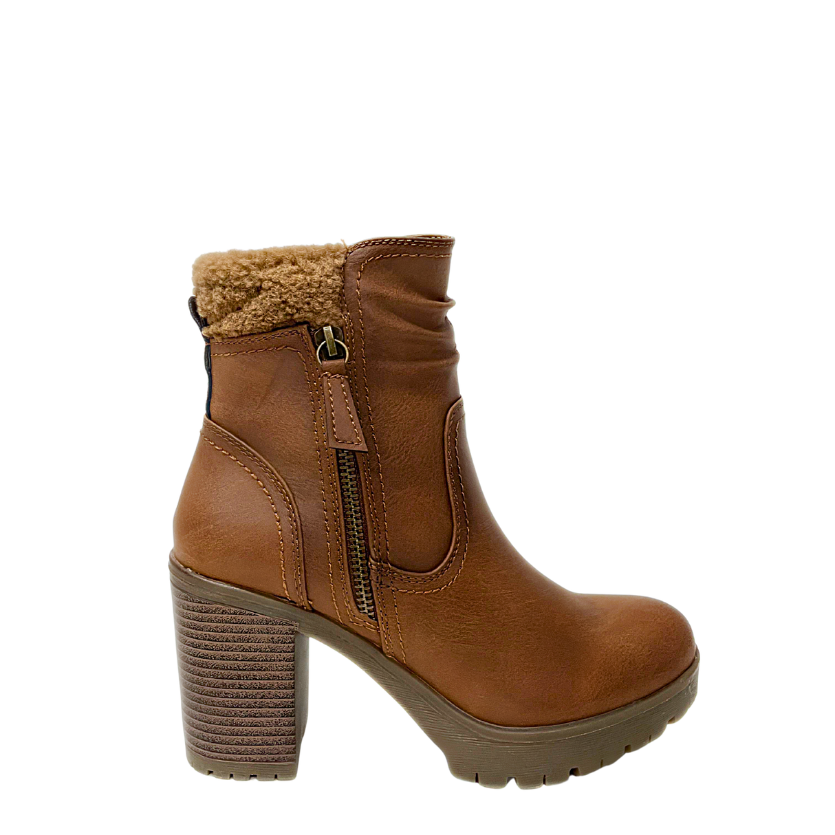 Savoy Chunky Block Heel Boot - Camel