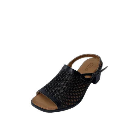 Gia Black Leather Perforated Block Heel With Backstrap – product image 1