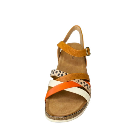 Wild Alice Camel Multi Criss Cross Strap Sandal – front view
