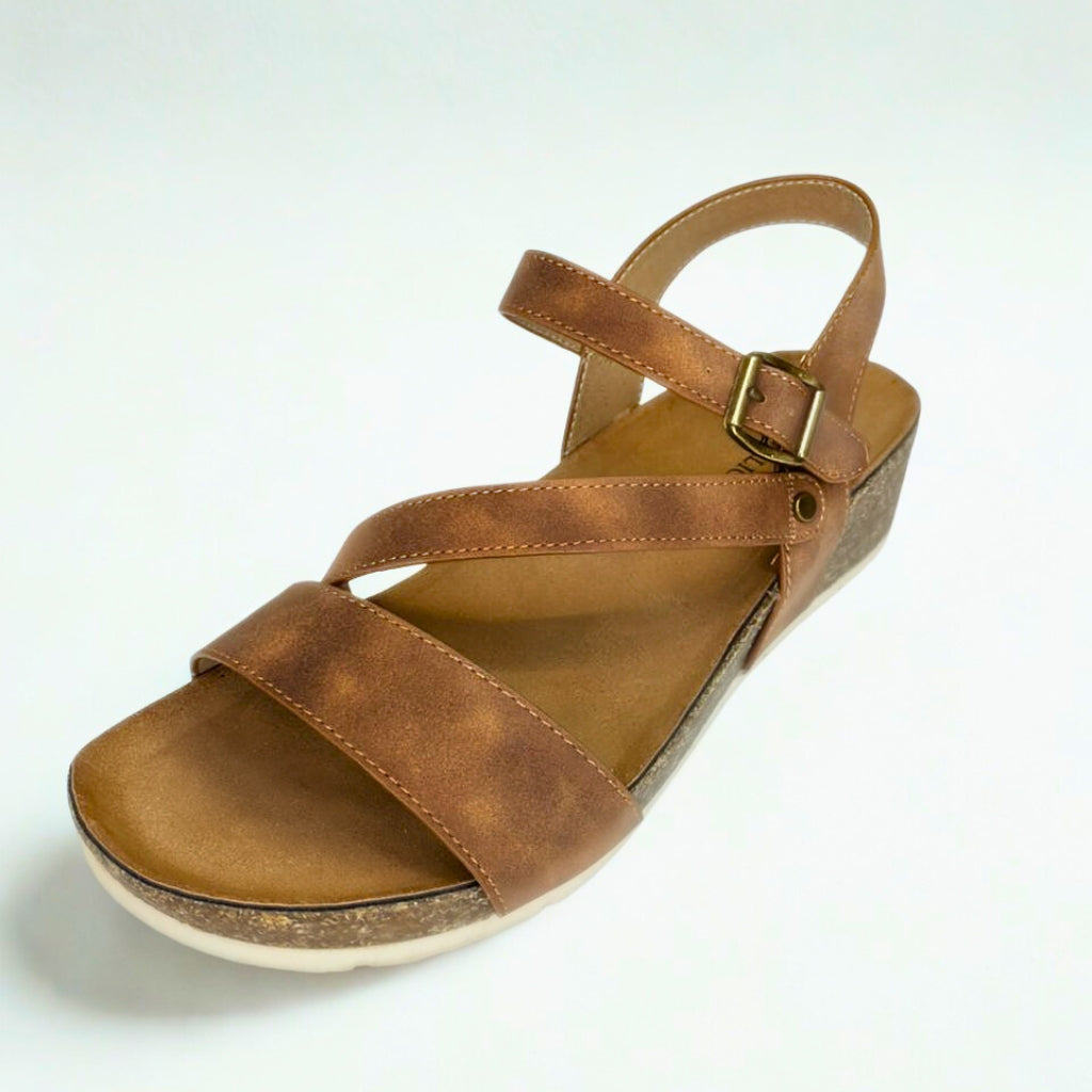 Wild Alice brown STRAPPY wedge sandal