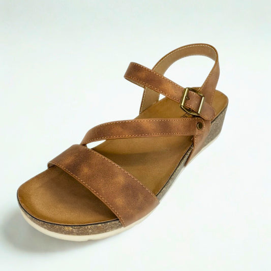 Wild Alice brown STRAPPY wedge sandal