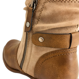 Savoy Combo Ankle Boots with Side Zip Detail - Brown/Taupe – product image 5