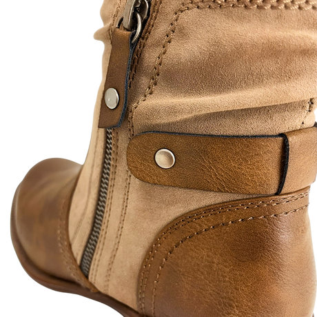 Savoy Combo Ankle Boots with Side Zip Detail - Brown/Taupe – product image 5