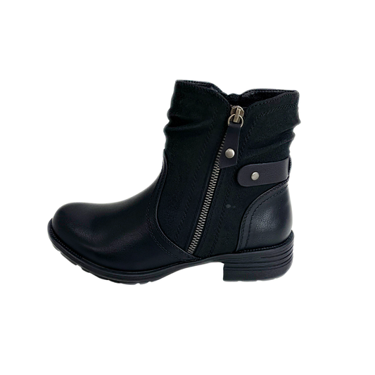 Savoy Combo Ankle Boots with Side Zip Detail - Black – product image 1