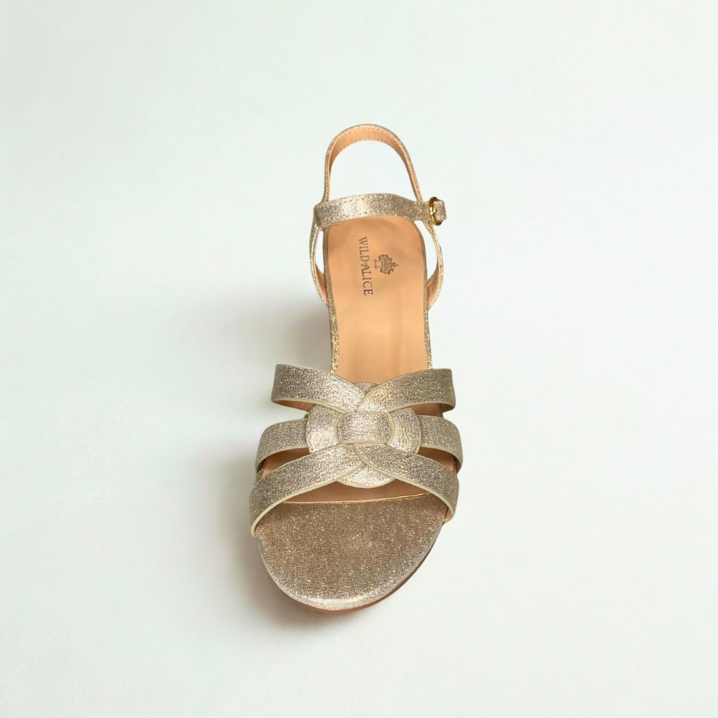 Wild Alice gold INTERTWINED block heel sandal