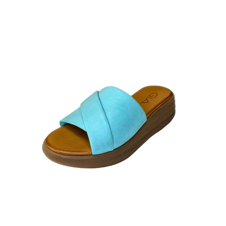 Gia Tiffany Blue Leather Platform Push-in – product image 1