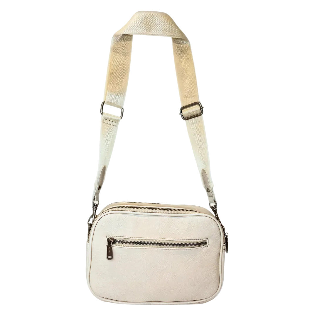 Wild Alice Beige Quilt Crossbody Bag – side view