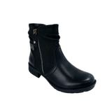 Savoy Combo Ankle Boots with Side Zip Detail - Black – side view