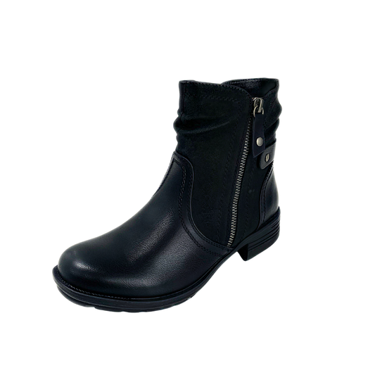 Savoy Combo Ankle Boots with Side Zip Detail - Black – side view