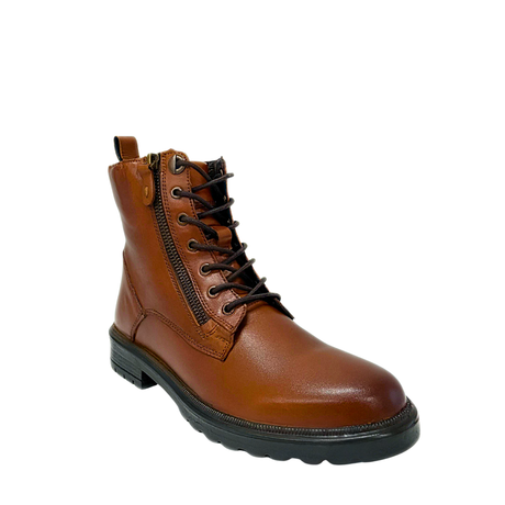 Gia Leather Combat Lace Up Boot - Cognac