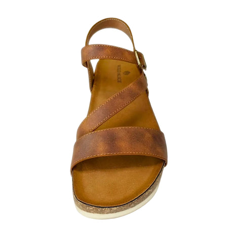 Wild Alice Brown Strappy Wedge Sandal – front view