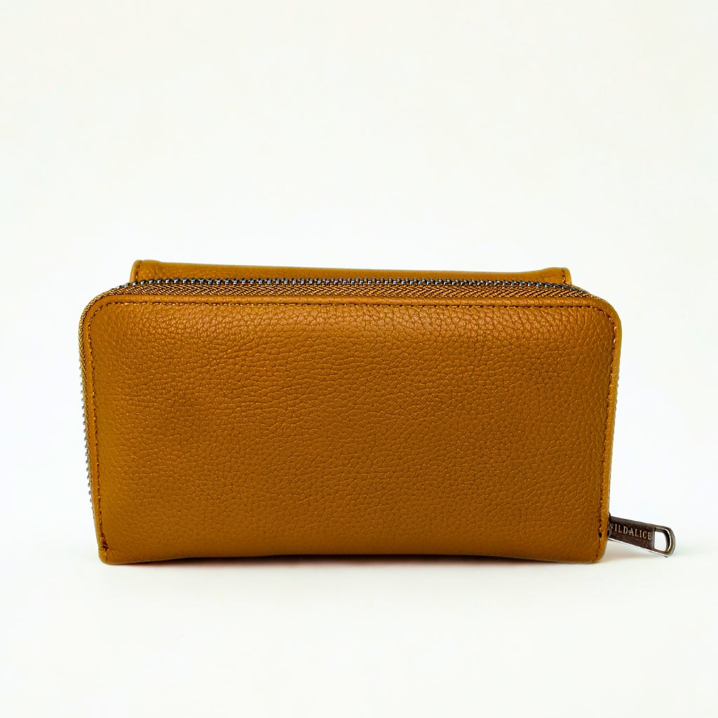 Wild Alice tan FOLD OVER CLIP/ZIP PURSE