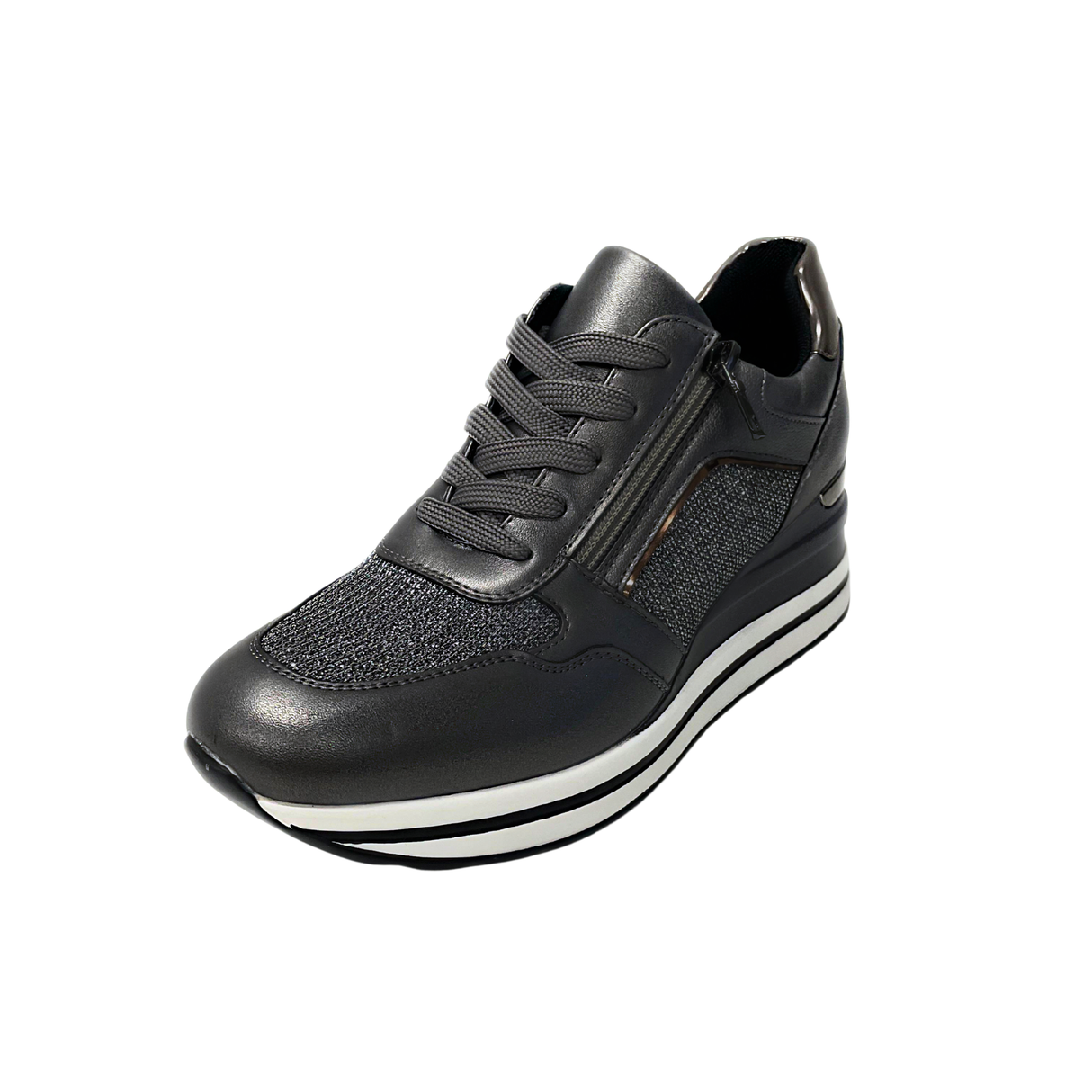 Lace Up Wedge Sneaker - Grey