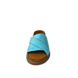 Gia Tiffany Blue Leather Platform Push-in – front view