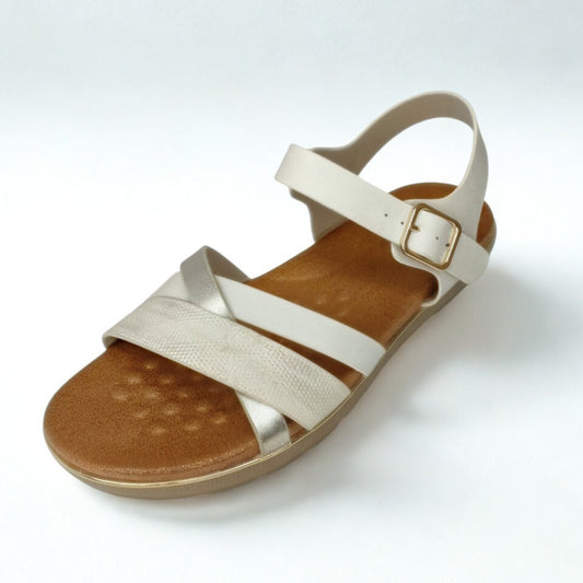 Queue beige FLATFORM CRISS CROSS strappy sandal