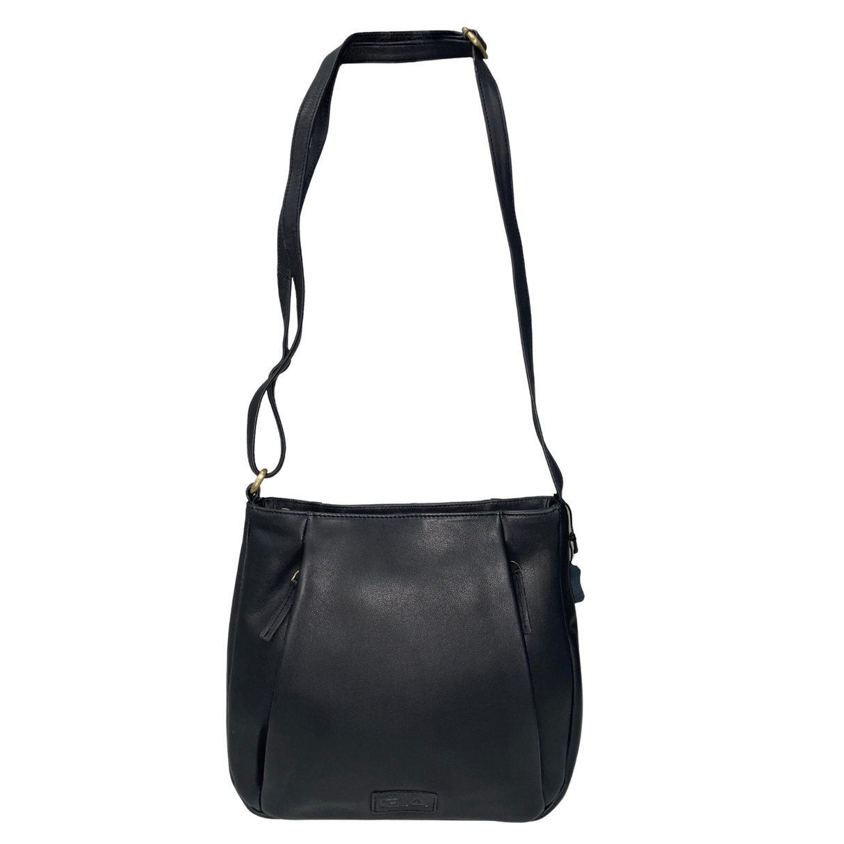 Gia Leather Sleek Crossbody Bag - Black