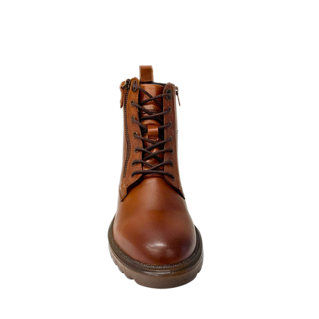 Gia Leather Combat Lace Up Boot - Cognac