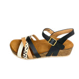 Wild Alice Black Multi Criss Cross Strap Sandal – side view
