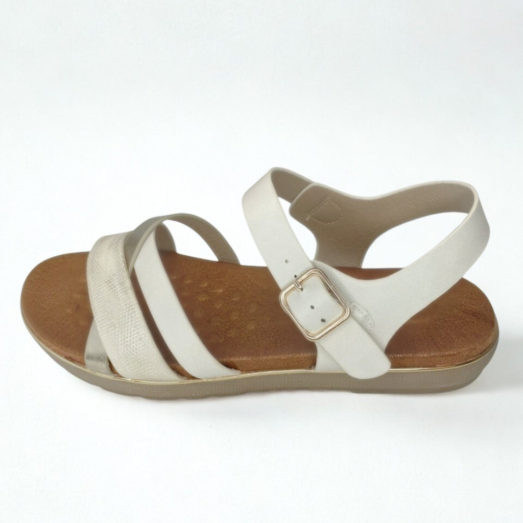 Queue beige FLATFORM CRISS CROSS strappy sandal