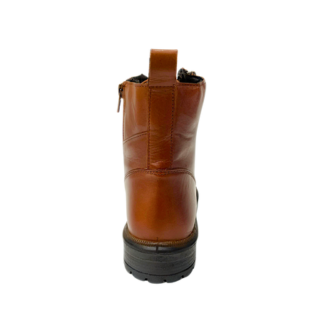Gia Leather Combat Lace Up Boot - Cognac