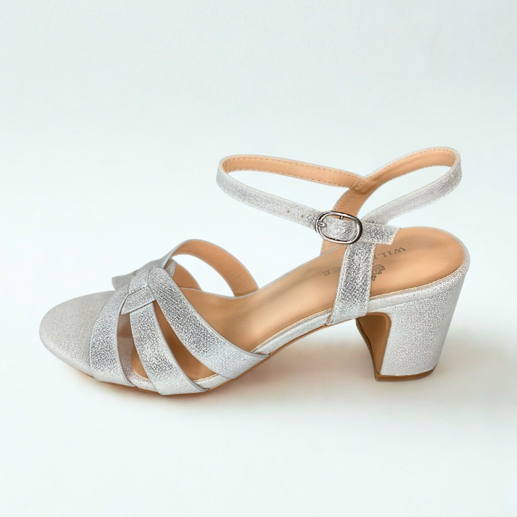 Wild Alice silver INTERTWINED block heel sandal