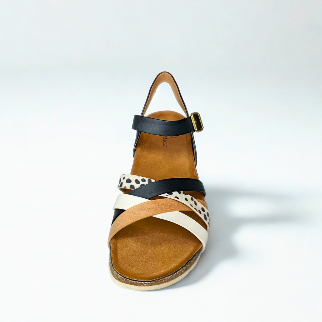 Wild Alice black MULTI CRISS CROSS strap sandal