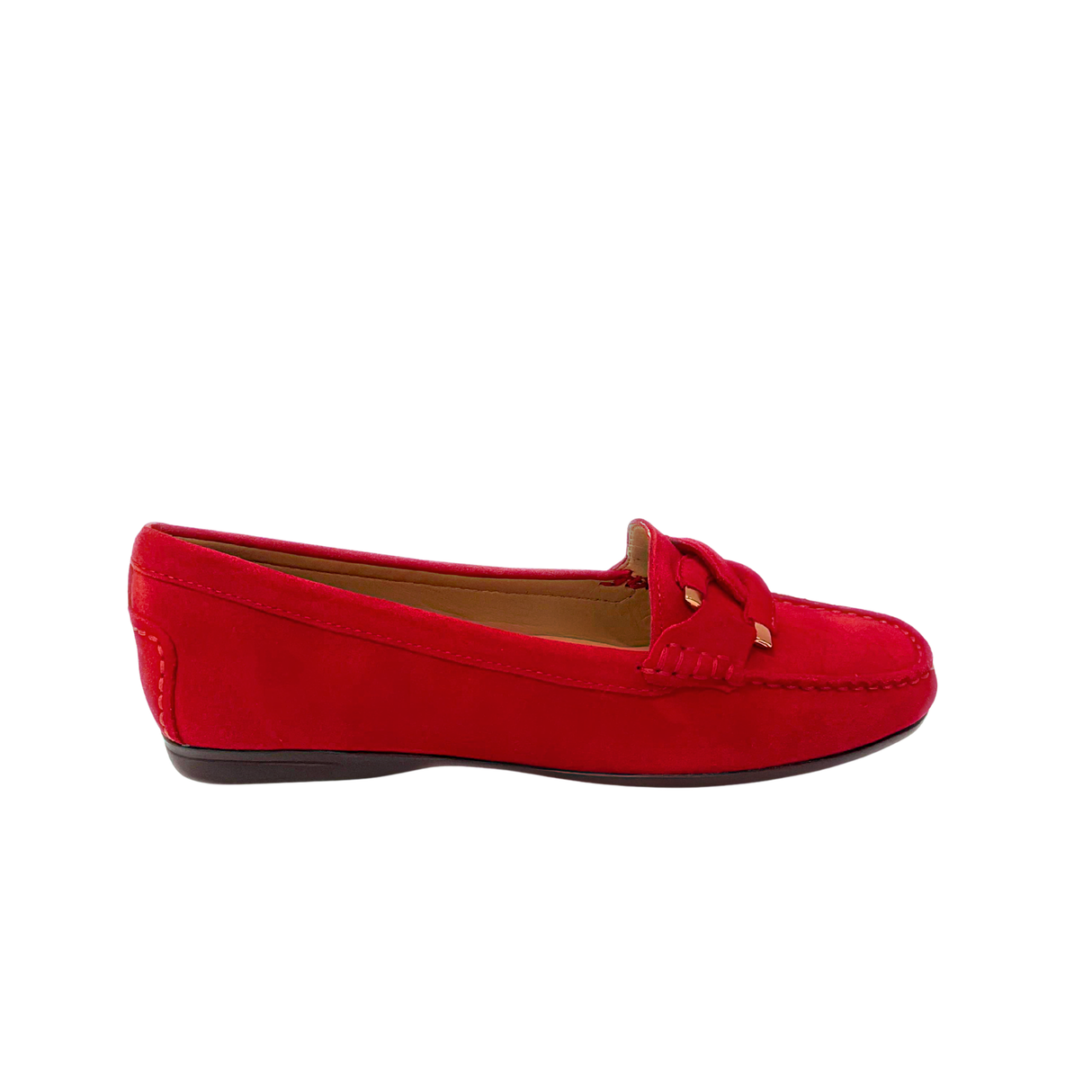 Gia Leather Interlock Moccasin - Cherry